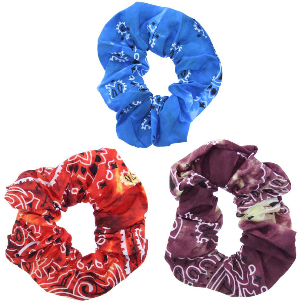 Zac's Alter Ego - Acid Wash Paisley Hair scrunchie - Set of 3 - Multicolours